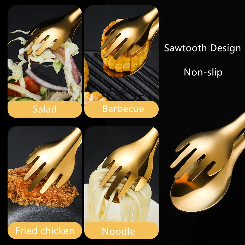 Non-Slip Stainless Steel Food Tongs Meat Salad Bread Serving Tongs For Barbecue Kitchen Accessories Cooking Utensils food tongs