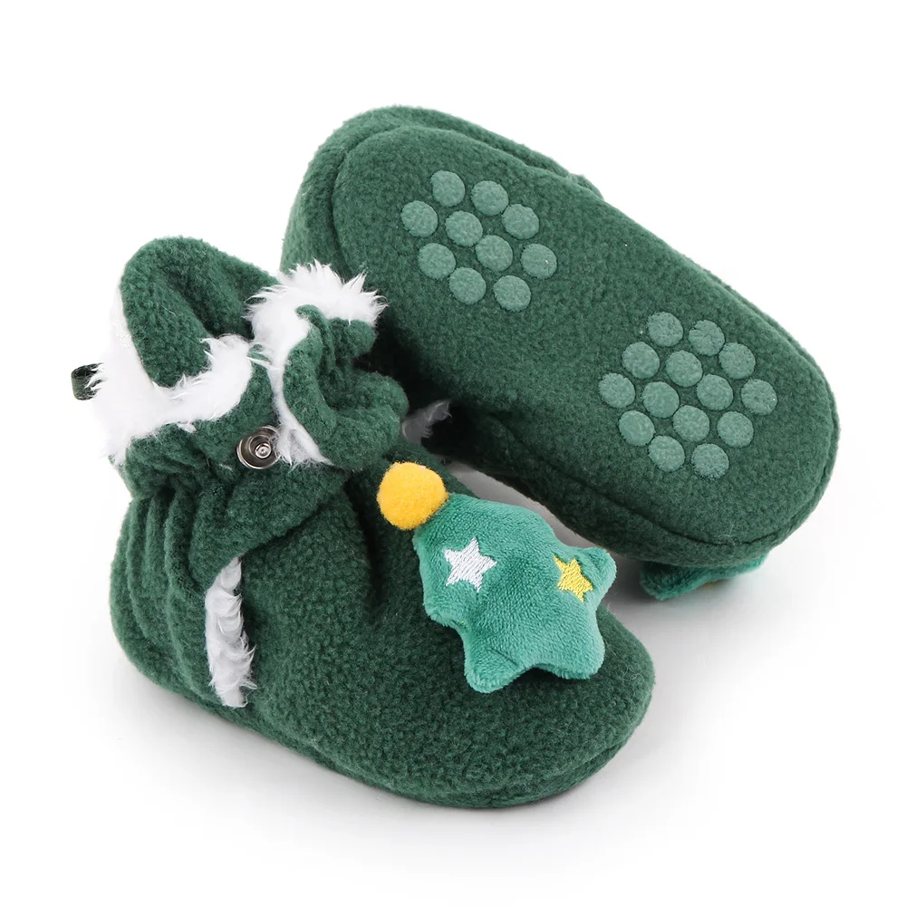 Winter Christmas Snow Boots Cute Cartoon Santa Claus children's Shoes For Baby Boys And Girls Christmas Shoes For 0-18M MR0651
