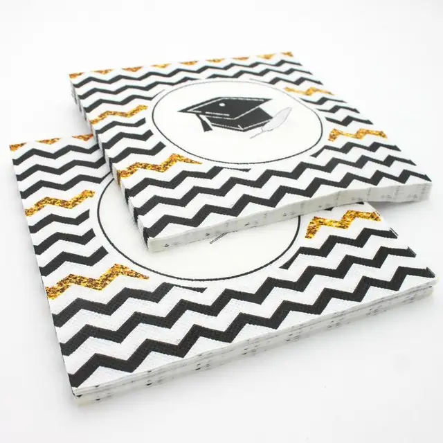 Grad Party Szalvéták Doktor Kalap Nyomtatott Színes Papír 2-Rétegű Középiskolai Főiskolai Érettségi Dekorációk 2023 - Image 3