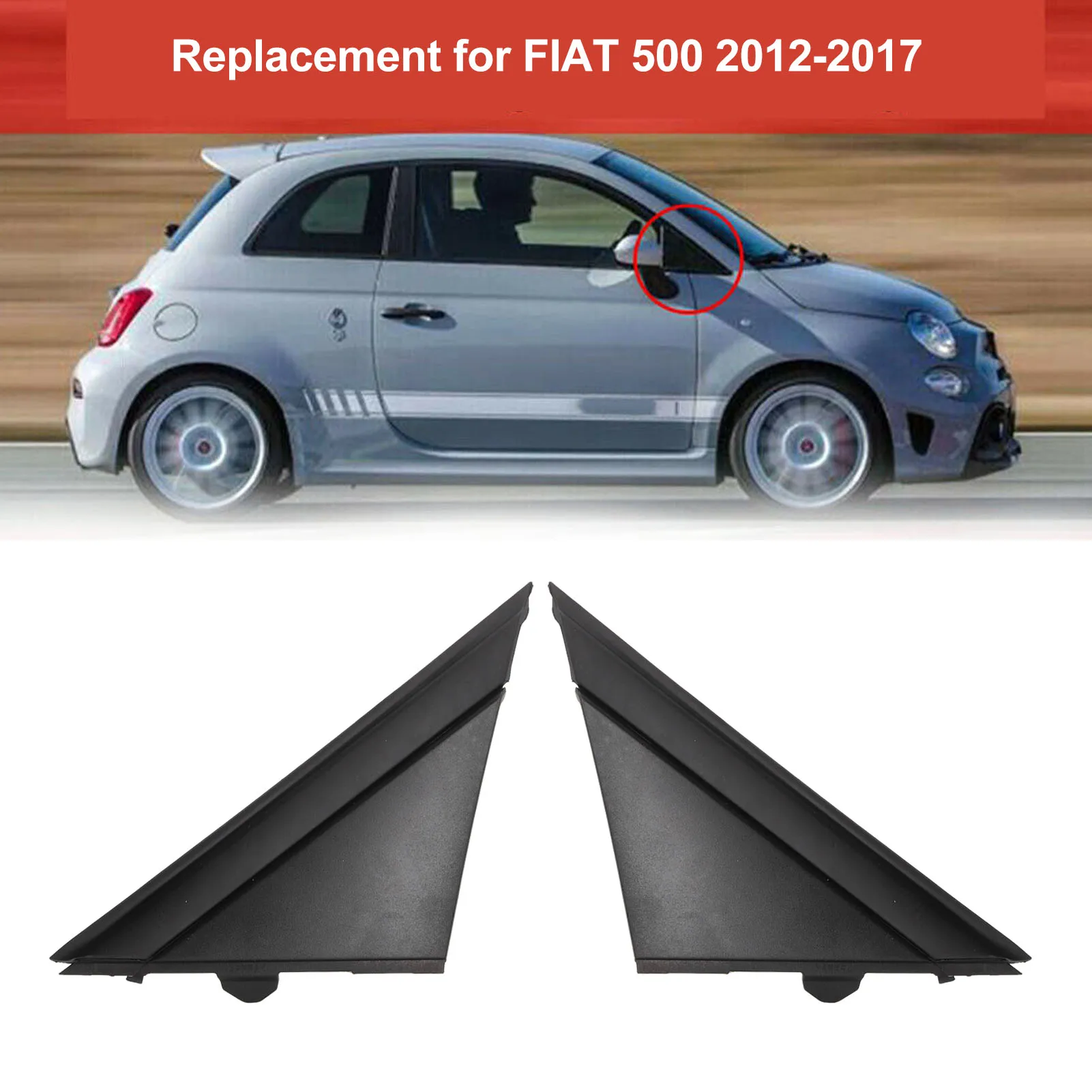 Coppia Copertura Bandiera Specchietto Retrovisore Sostituzione Decorazione Nera Sinistra Destra Per Fiat 500 2012/2017