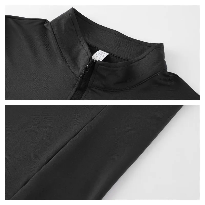 Long sleeved Warm Fleece T-shirts for Men 2023 Winter Half Zip Pullovers Men Breathable Running Fitness Sports Tops Tees Men 6