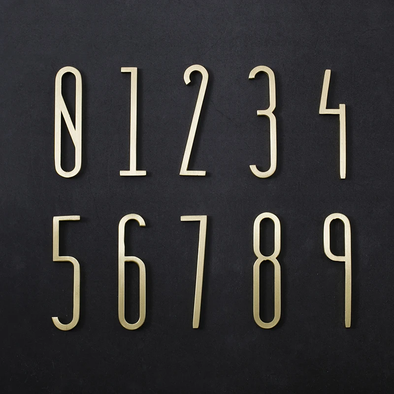 7cm Golden Brass Letters and Numbers Wall Decor Villa Hotel Door Plates Figures Dormitory Home Office Number DIY