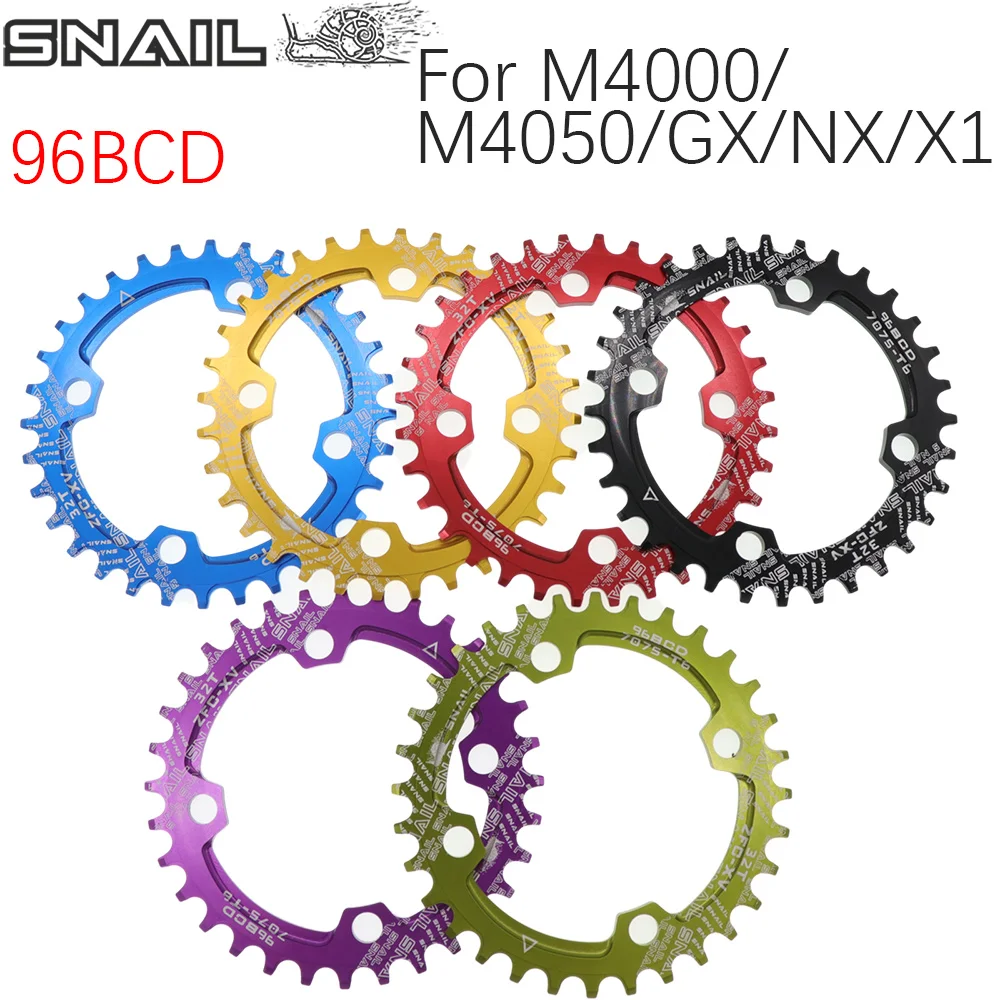 

SNAIL Round Chainring Symmetrical 96BCD 30T 32T 34T 36T 38T M4000 GX NX X1 MTB Mountain bike 96 BCD chain ring alivio