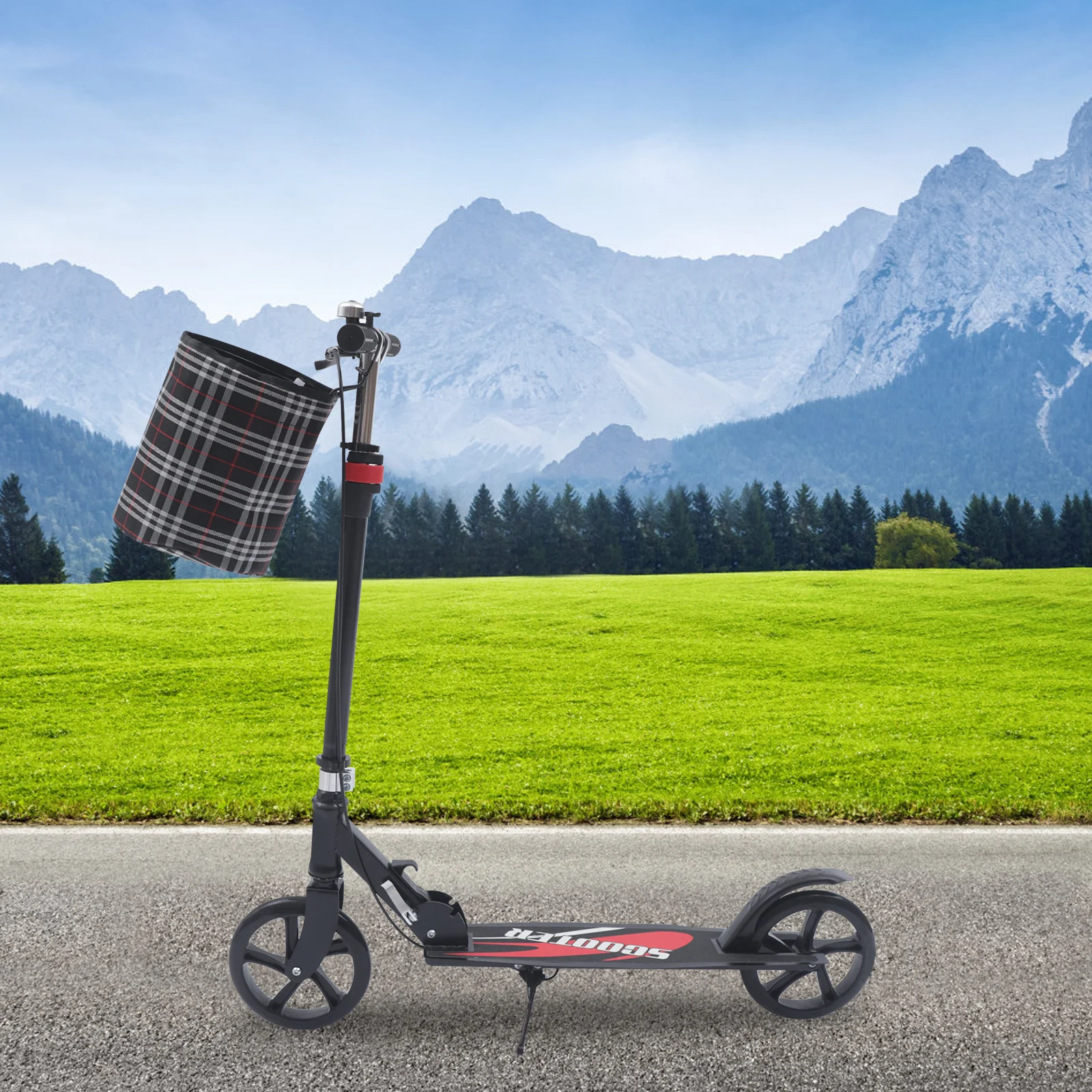 Erwachsenen-Roller Faltbarer Elektroroller 200mm Breiter Dicker Schwarzer Bremsstoffkorb 260lbs Traglast Stadtpendler-Fahrzeug Tragbarer Klapproller – Detail 1