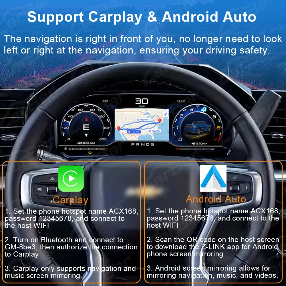 Pantalla LCD de 12.3 Pulgadas para el Tablero de Instrumentos del Automóvil, Velocímetro Digital para Chevrolet Silverado 2013-2019 GMC Sierra 4