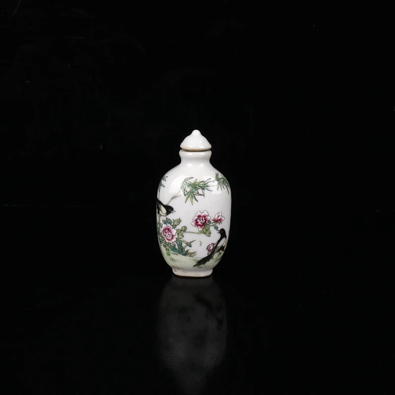 

Exquisite Pastel Flower And Bird Pattern Snuff Bottle Home Craft Supplies High 7cm and Wide4.3cm