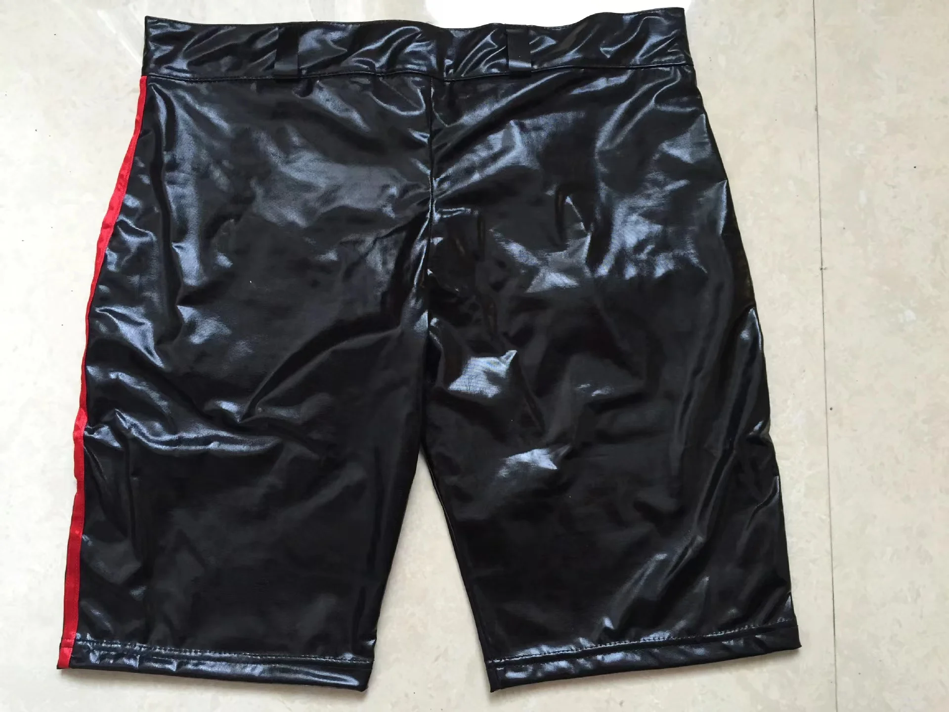 Men underwear Sexy Lingerie Gay Men Faux Leather Lace Up Pants Mens Latex PVC Bondage Open Cortch Shorts Gothic Fetish