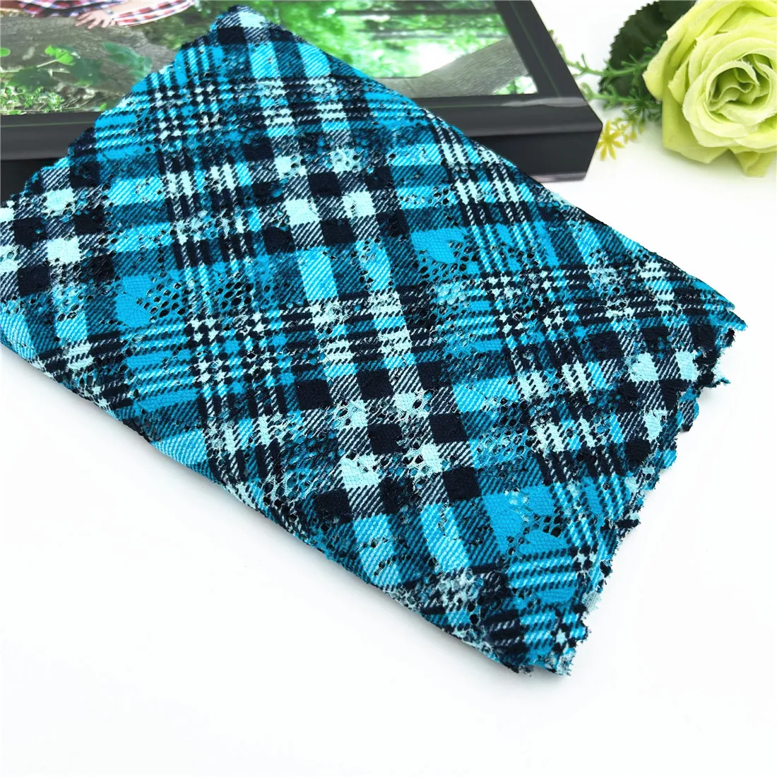 3y/lot Width 7 5/8 inch(19.50cm) 2-Tone Blue Elastic Stretch Lace Trim For Sewing Craft DIY Apparel Fabric Lace Garment Material 3