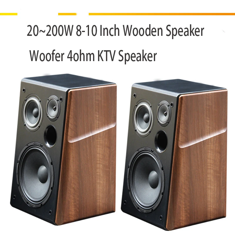8/10 Inch 200W Wooden Speaker Woofer 4ohm KTV Speaker Treble Home Singing Audio Home Fever Passive Bookshelf