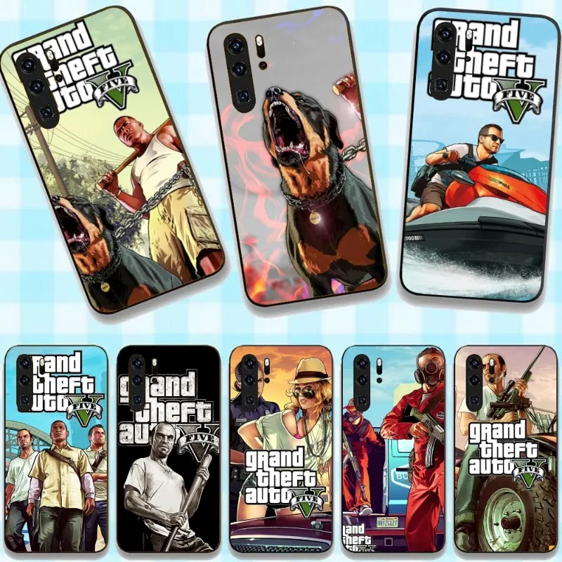 Чехол для телефона с Gta 5 Grand Theft Auto V Huawei P50 P40 P30 Pro Lite P Smart 2021 2019 Magic 3 мягкий черный