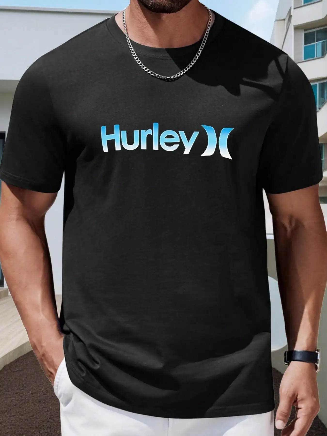 Hurley Men's Black T-Shirt Detail View