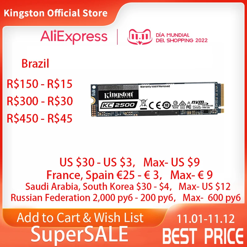 Kingston Ssd M.2 250gb 500gb 2tb Kc2500 Nvme Internal Solid State Drive Hard M2 2280 Tlc Gen 3.0 X 4, Nvme 1.3 - Solid State Drives - AliExpress