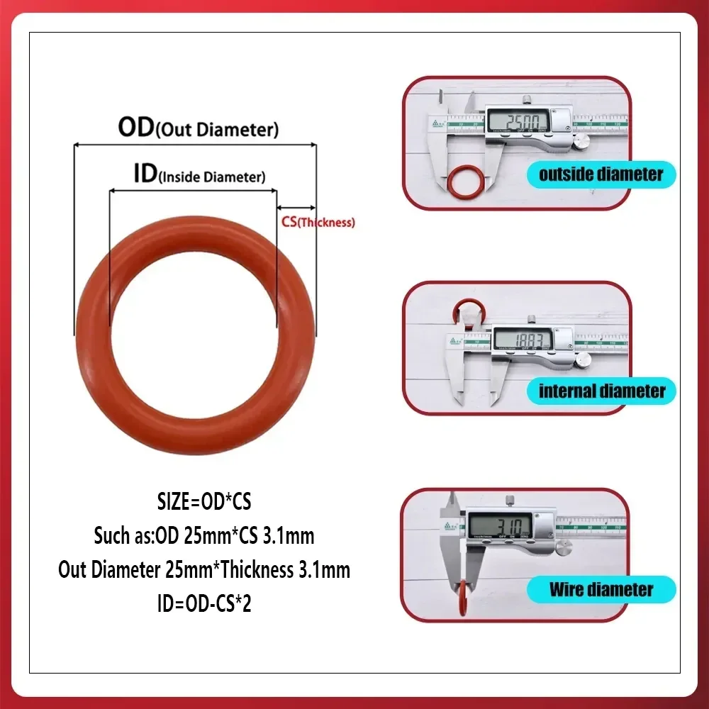 Red VMQ O Ring Washer Black NBR Oring Silicone High Temperature Orings Kit Plumbing Gaskets Oil Resistant O-ring Pressure Rubber rubber o rings,rubber washers,silicone o rings