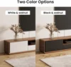 Solid Wood TV Stand| 70.87" Modern Entertainment Center with Storage|Walnut and White Media Console Fully-Assembled Open 4