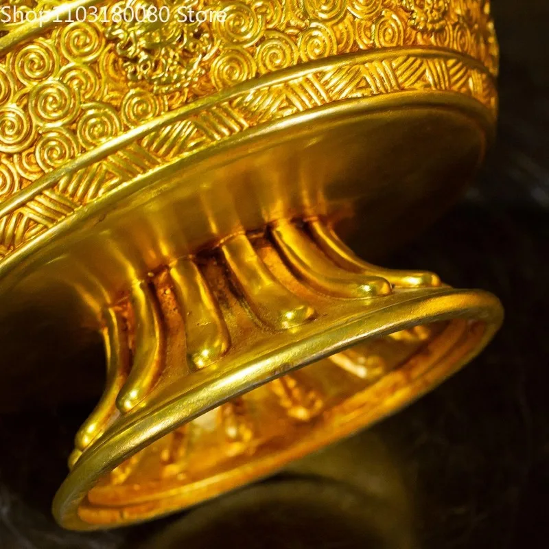 Copper gilding Water worship White Jambhala statue Tibet buddhism Jambhala Kubera Water god of Wealth Lucky decor 4