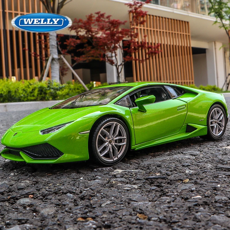 WELLY 1:24 Lamborghini Huracan LP610-4 Alloy Racing Car Model Diecasts Metal Sports Car Model High Simulation Childrens Toy Gift 2