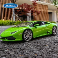 WELLY 1:24 Lamborghini Huracan LP610-4 Alloy Racing Car Model Diecasts Metal Sports Car Model High Simulation Childrens Toy Gift 2