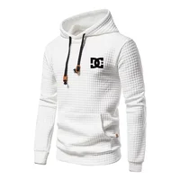 2025 New Spring and Autumn Europe men DC letters printed casual large pocket hoodie jumper small plaid jacquard plus size hoodie 1