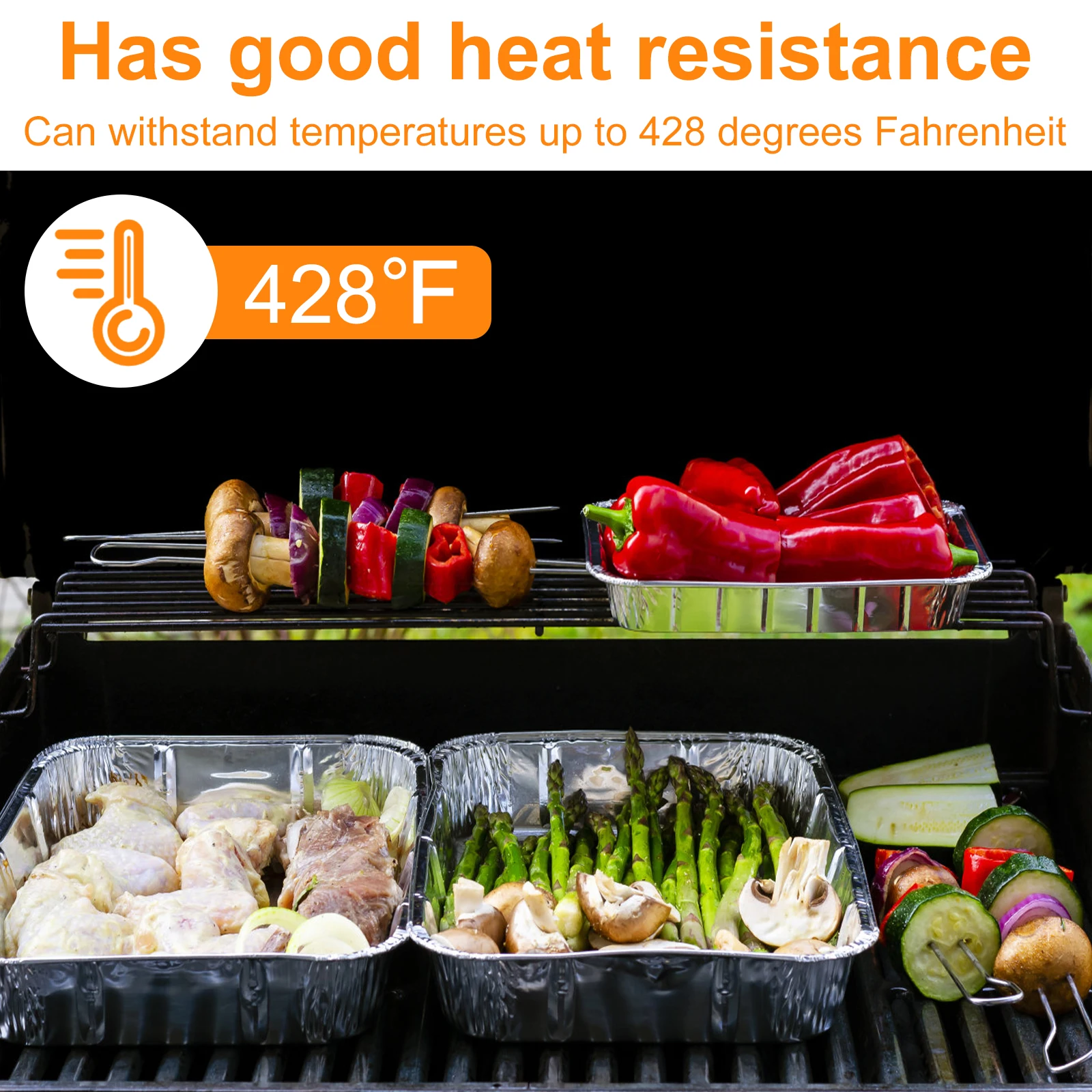 Aluminum Foil Trays 1100ml Non-Stick Aluminum Foil Baking Pans Reusable Food Grade Containers Trays 50Pcs aluminum foil trays