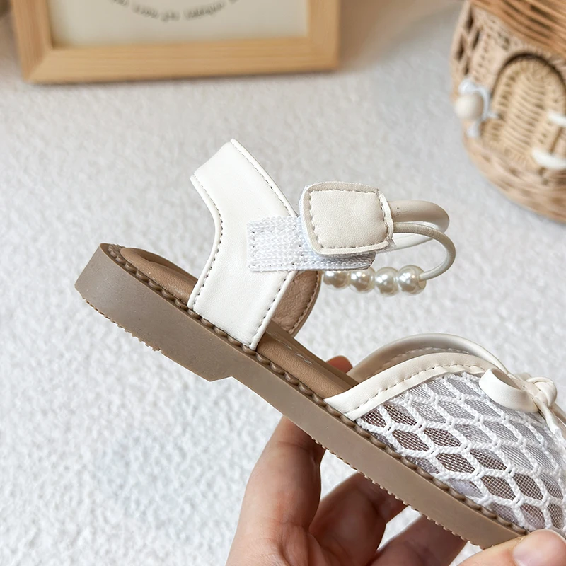 Girls Mesh Leather Sandals Summer Non Slip