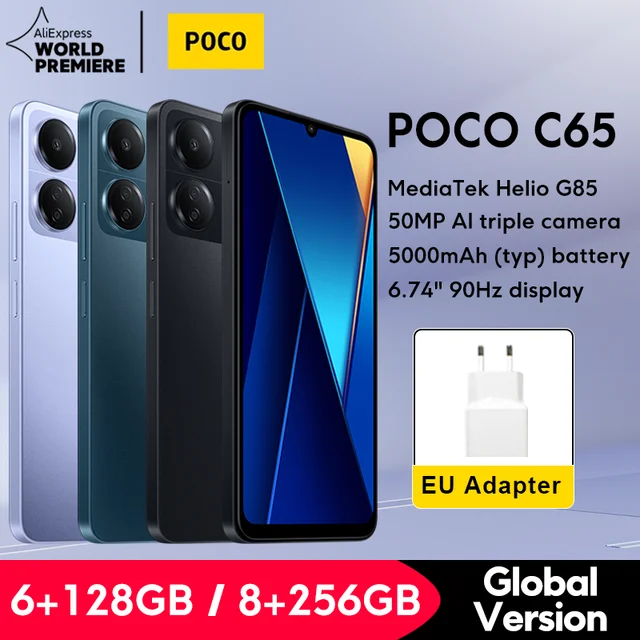 World Premiere】POCO C65 Global Version 128GB/256GB MediaTek Helio G85 Octa  Core 5000mAh 6.74 90Hz HD+ display 50MP Camera NFC - AliExpress