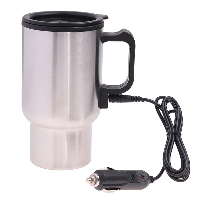 Tasse intelligente électrique en acier inoxydable 12V Bouilloire électrique  de voiture Tasse chauffante Tasse à café de voiture avec chargeur