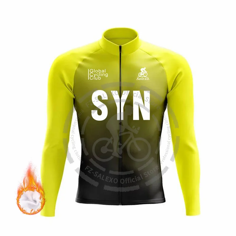 thumbnail image 1 of SYN - Maillot de ciclismo de invierno para hombre, ropa térmica de polar de manga larga para ciclismo de montaña, uniforme para bicicleta, ropa de ciclismo, chaqueta para bicicleta, 1 of 4