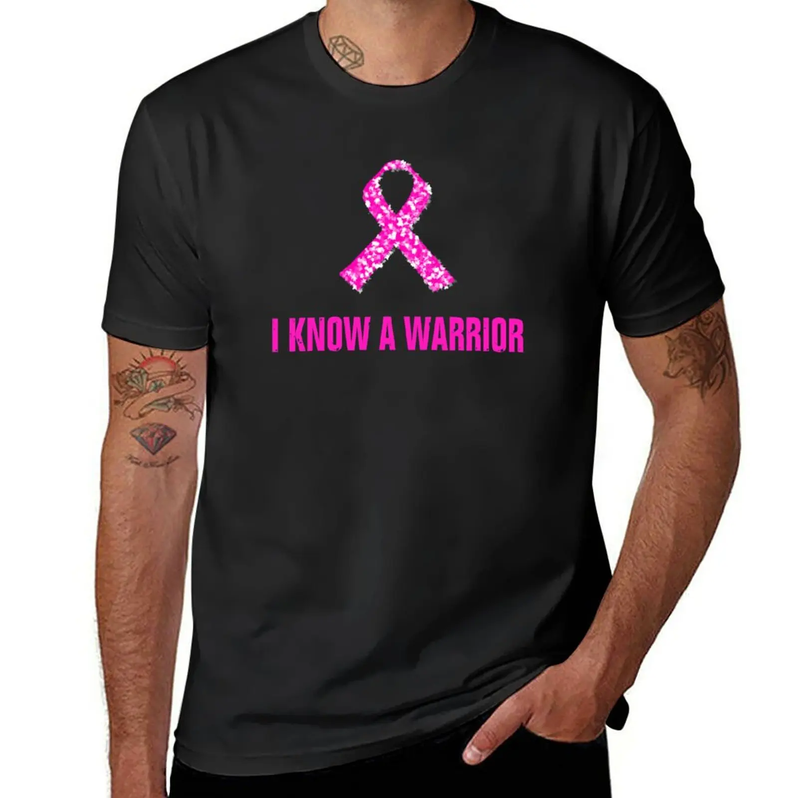 

New I Know A Warrior Breast Cancer Awareness T-Shirt Short sleeve graphic t shirts black t-shirts for men