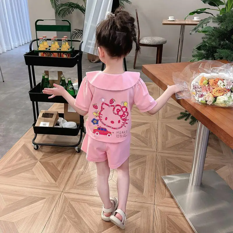 

2 шт., детский Тонкий костюм с коротким рукавом и кружевным воротником