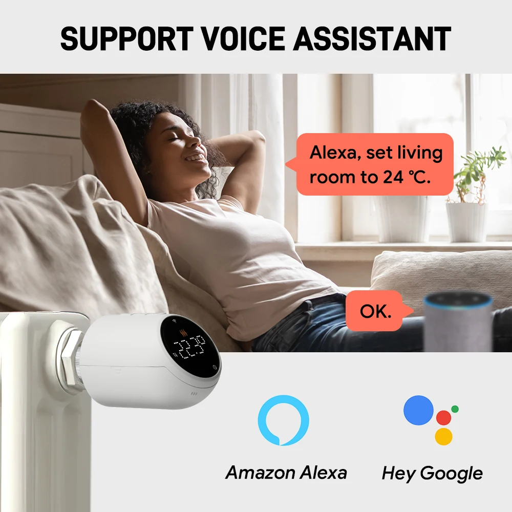 Thermostatic Valve Controller Smart Thermostat Temperature Controller Beok Tuya WIFI Radiator Thermostat Valve Zigbee TRV Temperature Controller Programable Heating with Google Home Alexa