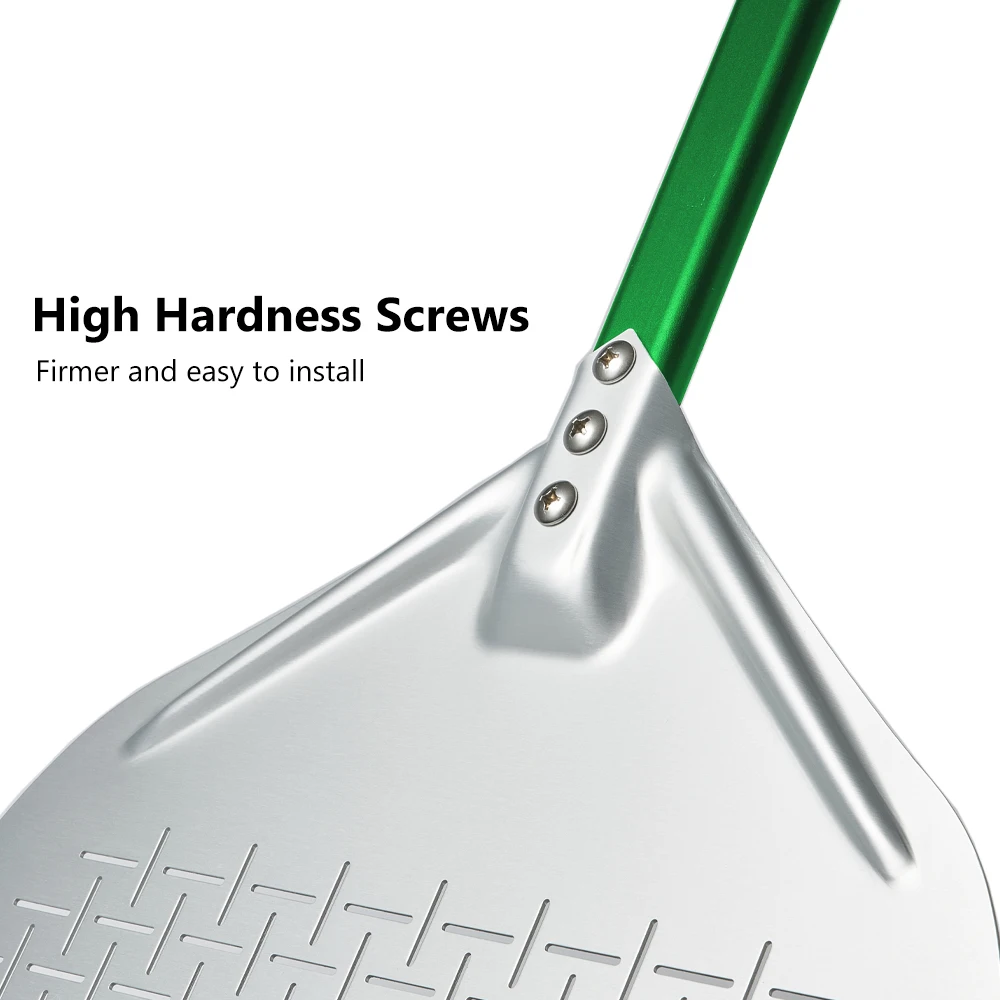 SHANGPEIXUAN 14/13/12 Inch Pizza Peel Anodized Pizza Paddle Perforated Shovel Aluminum Alloy Spatulas Oven Accessories