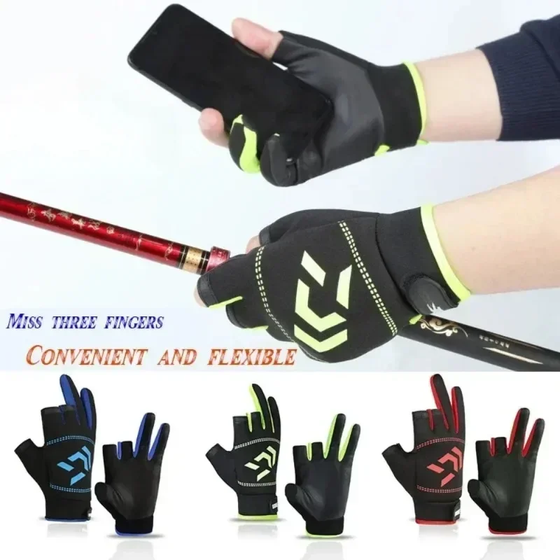 Fishing Gloves 1 Pair Men's Summer Sunscreen Stab-Proof Waterproof Lure Fishing Equipment Special Exposed Non-Slip Three-Finger fishing gloves