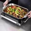 Large Capacity Stainless Steel Fish Deep Plate Both Gas and Induction Cooker BBQ Fried Beef Food Tray Seafood Dish Bbq Plate 4
