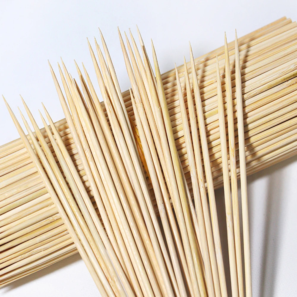 Barbecue Skewers Bamboo Stick Food Grade Disposable Natural Wood Long Sticks