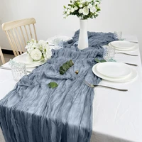 Semi-Sheer Gauze Table Runner Sage Cheesecloth Table Setting Dining Vintage Wedding Party Christmas Banquets Arches Cake Decor 3