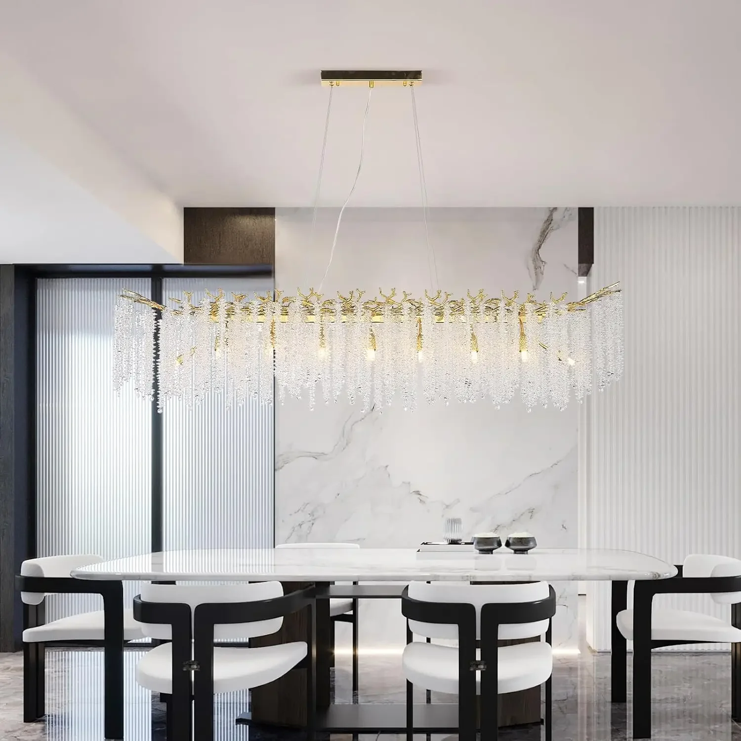 Modern Sliver K9 Crystal Chandelier Light Luxury Tree Branch Round Chandeliers Foyer Ceiling Light Fixtures for Dining Room