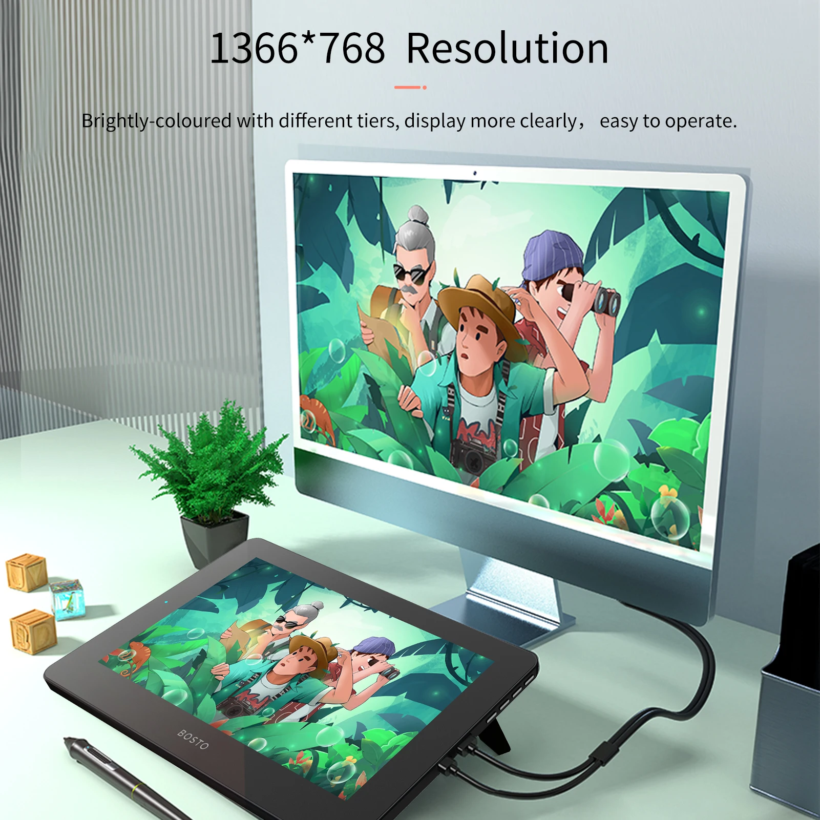 BOSTO 그래픽 드로잉 태블릿, BT-12HD BT-12HDT 디지털 태블릿, HD HIPS LCD, 11.6 인치, 300PPS, 1366x768 디스플레이, 8192 압력 레벨