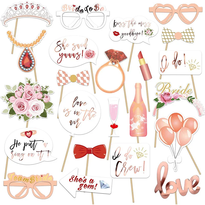 1 Set Team Bride Paper Party Photo props Bride To Be Wedding Party Shower Hen Photo Decoration Supplies