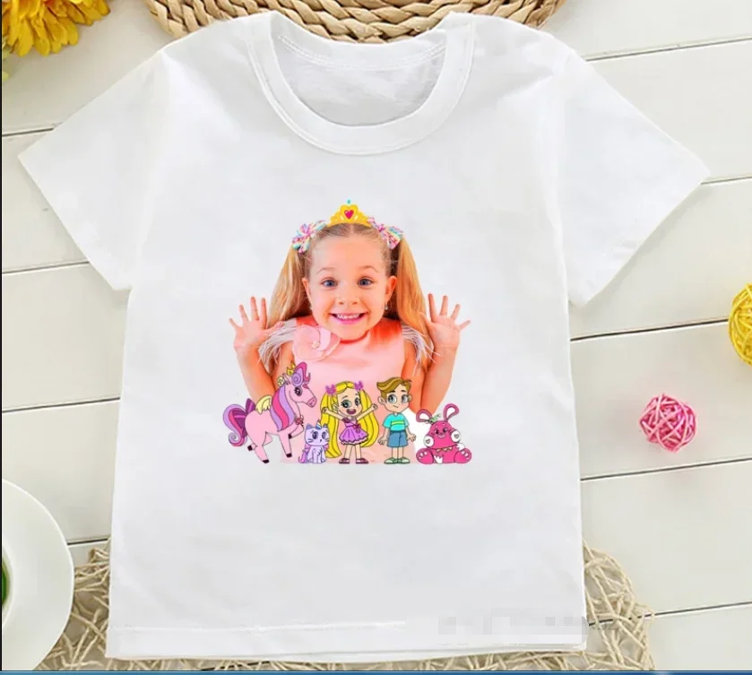 thumbnail image 1 of Camiseta de algodón para niñas 2024, bonita camiseta con estampado de Diana y Roma para niños, ropa de moda de verano para niños, camisetas de manga corta para bebés, 1 of 5