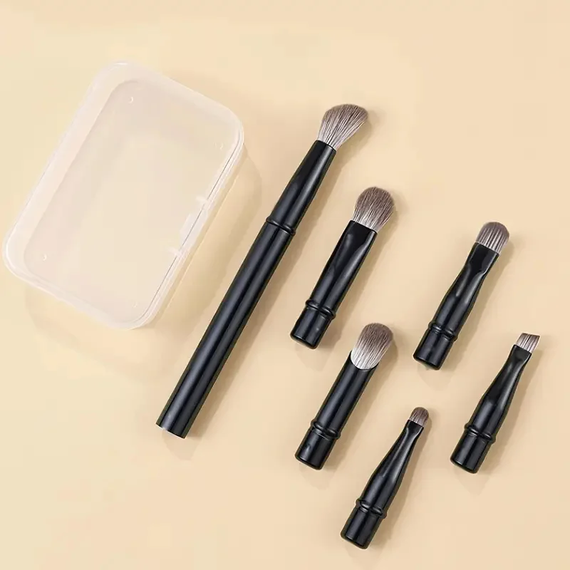 11/6Pcs 미니 여행 메이크업 브러쉬 상자 세트 더블 엔드 부드러운 머리 짧은 막대 교체 브러시 분리형 얼굴 화장품 도구