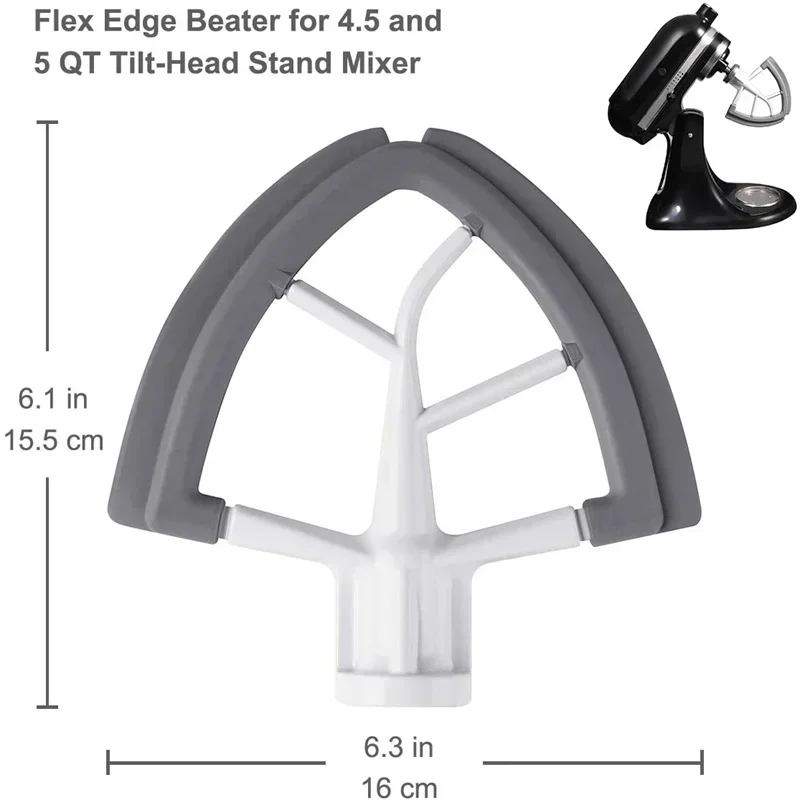 Tilt-Head Stand Mixer Replacement for Kitchenaid 4.5-5 QT Flex-Edge Paddle Attachment Silicone Beater Bowl Scraper Blade