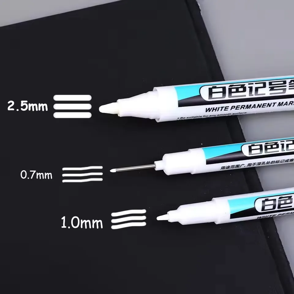 0.7/1.0/2.5MM 흰색 영구 마커 펜 마커 페인트 펜 목재 플라스틱 가죽 유리 스톤 금속 아트 페인팅 용품