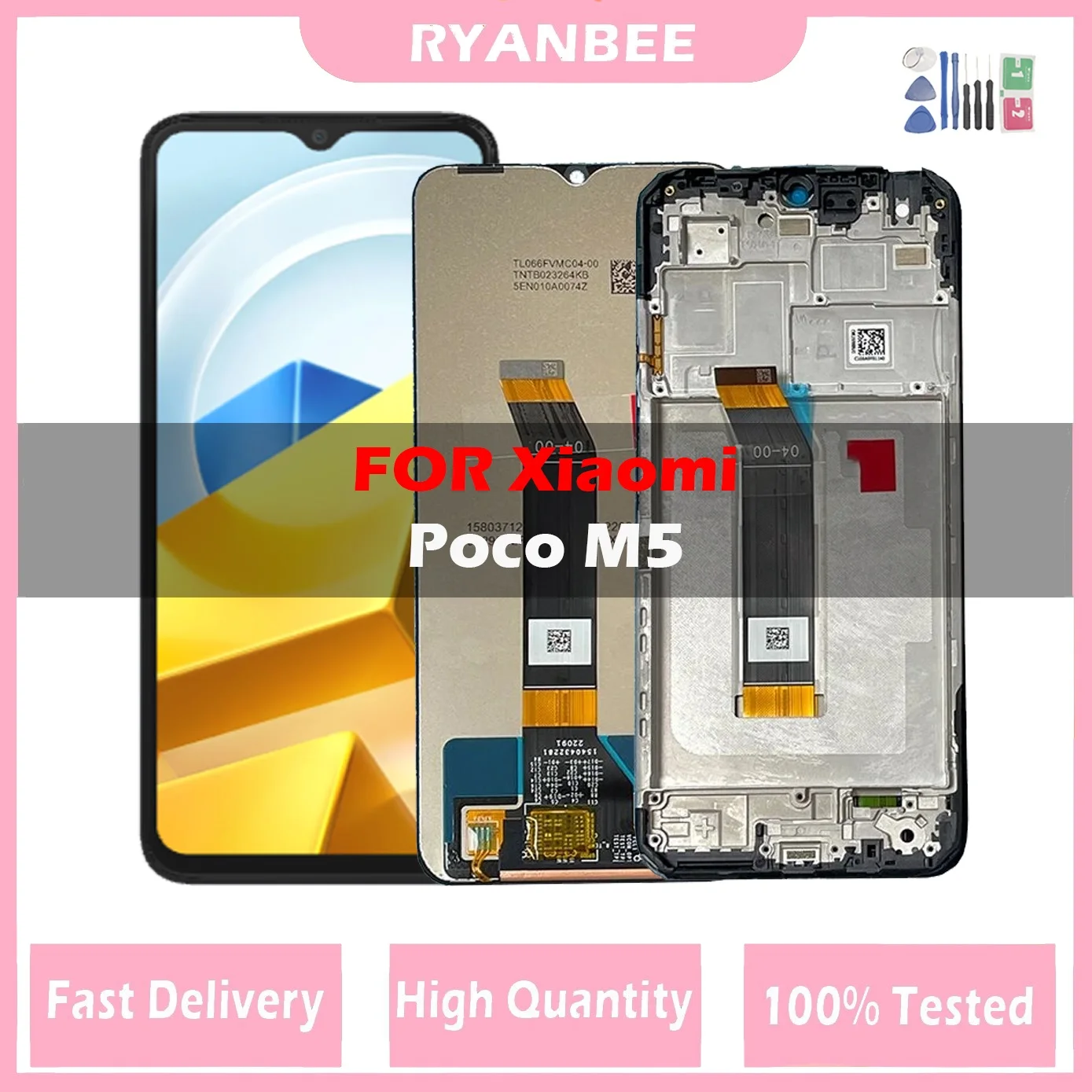 

ЖК-дисплей 6,58 дюйма для Xiaomi Poco M5, ЖК-дисплей, сенсорный экран, панель, дигитайзер в сборе, замена для PocoM5 22071219CG, ЖК-дисплей с рамкой