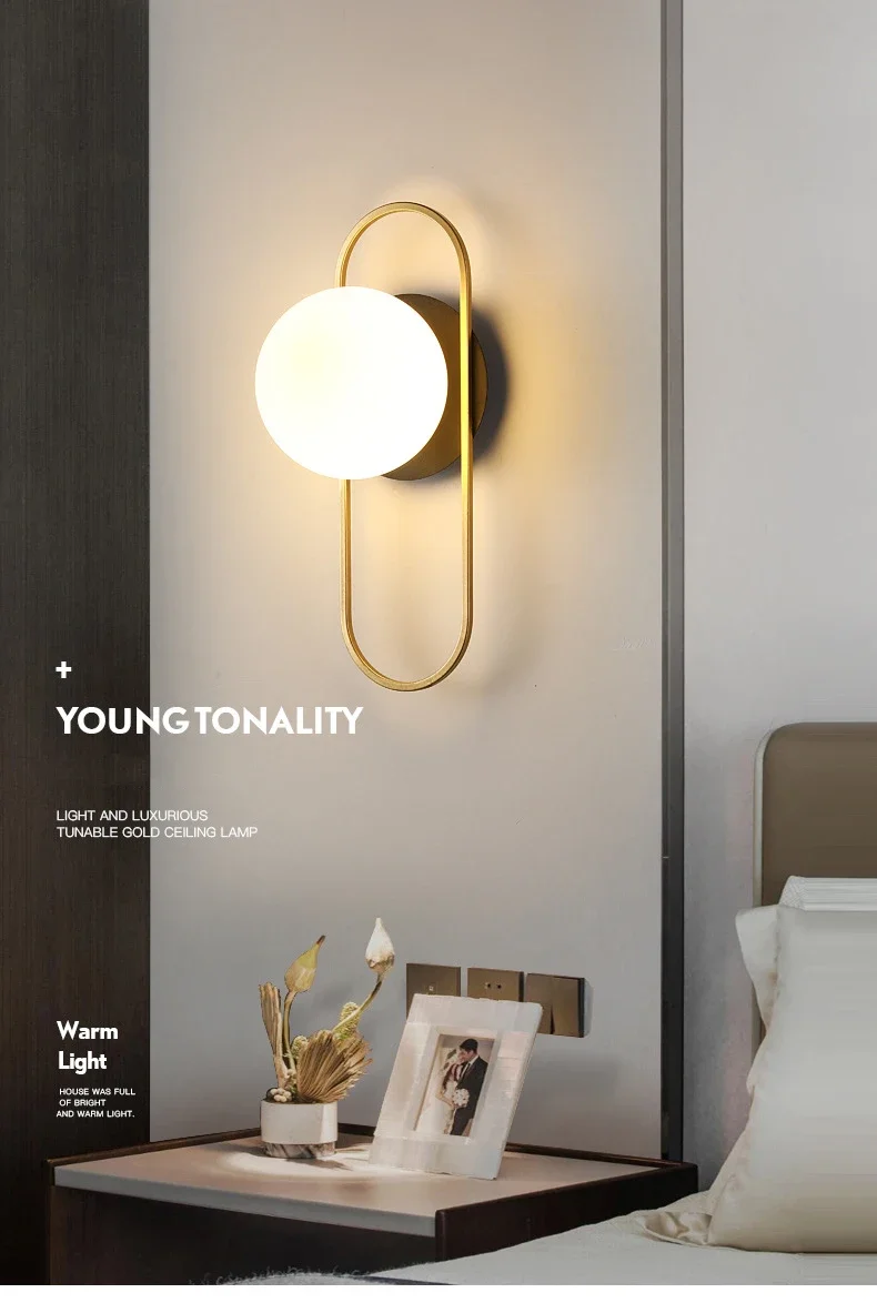 Description Picture 5 of itemG9 Glass Sconce Light Nordic Wall Lamp Living Room Bedroom Background Decoration Study Bedside Hotel Shop Aisle Indoor Lighting