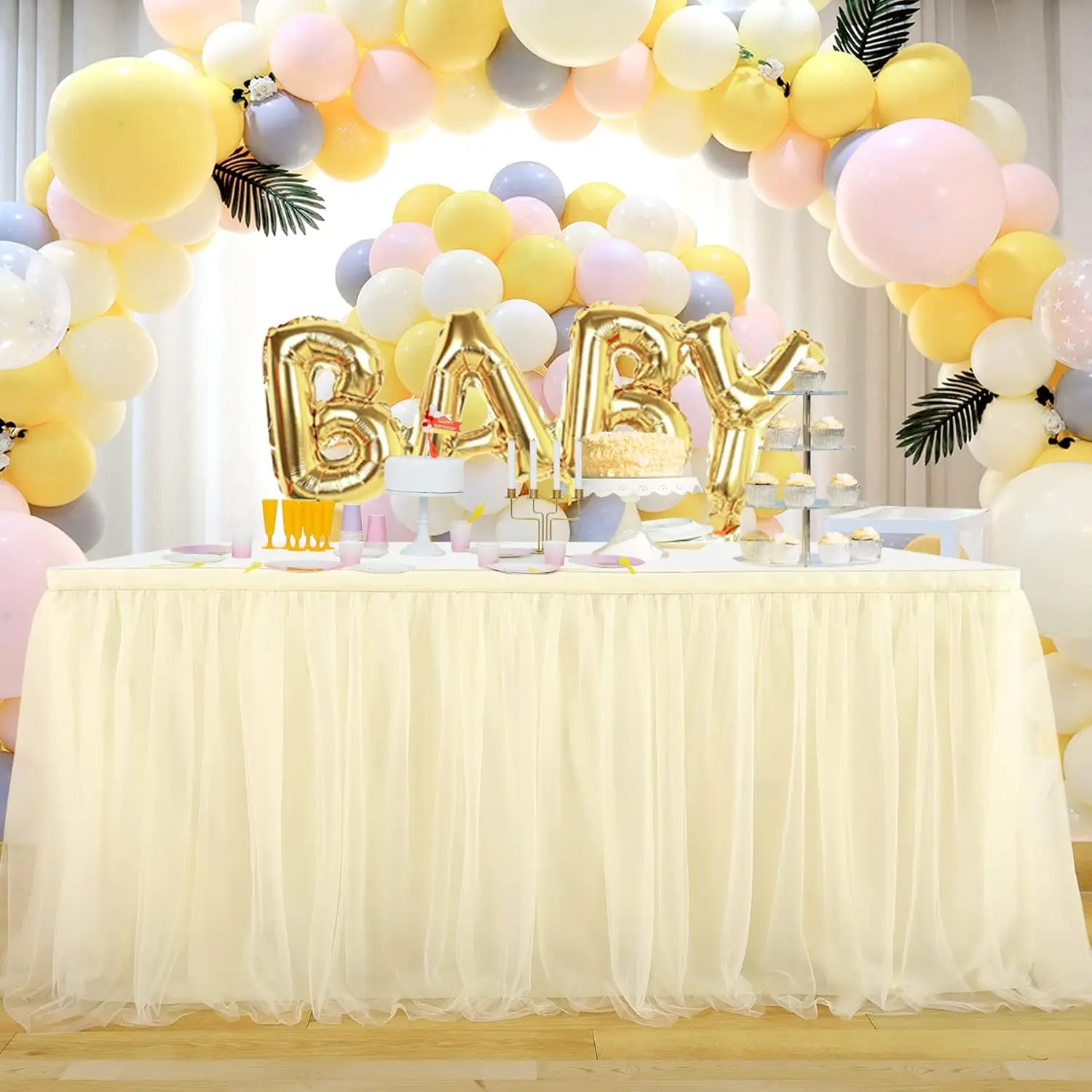 FANSU Tüll Tischrock 183cm - Partydeko Für Geburtstag & Hochzeit