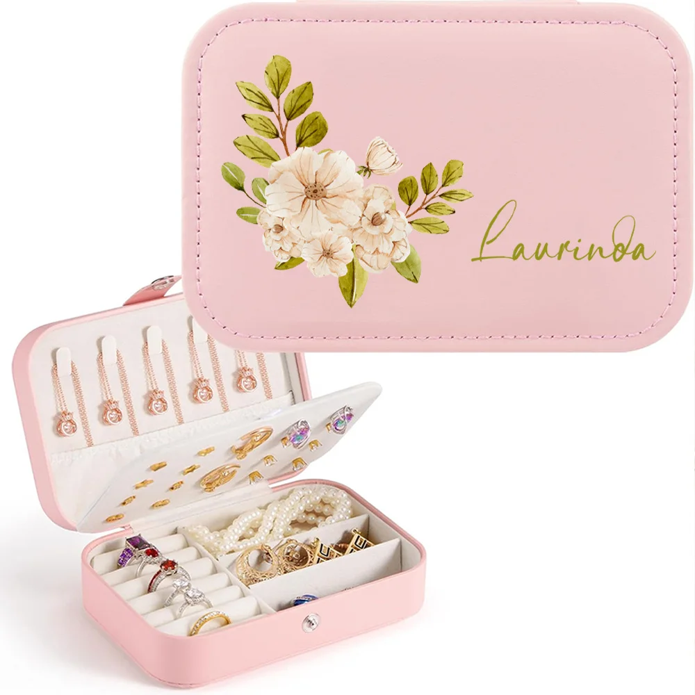 Elegant Personalized Purple Flower Jewelry Box with Custom Name – Perfect Gift
