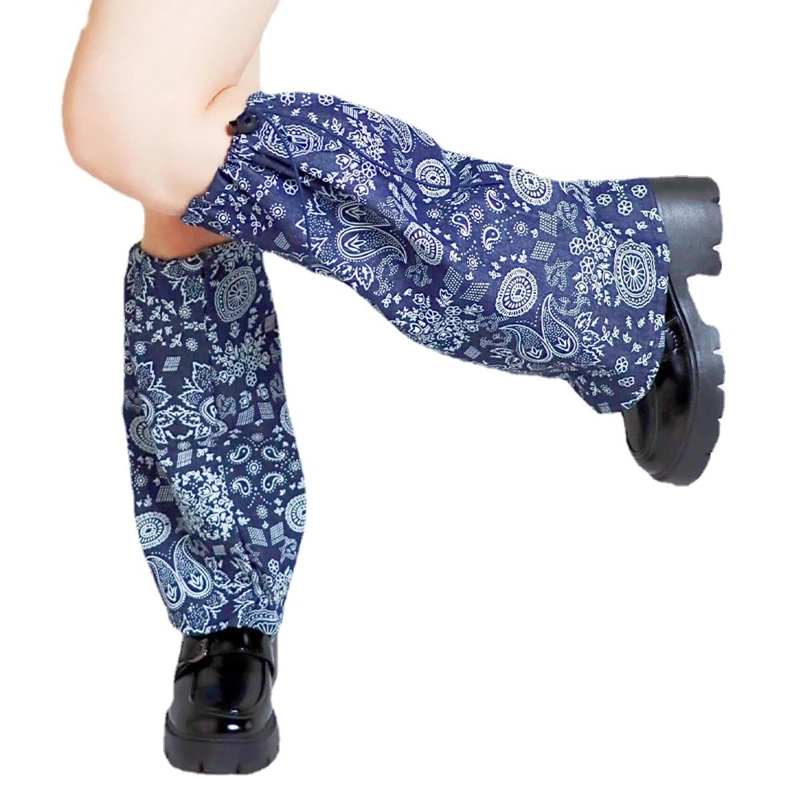 

Женские джинсовые гетры в готическом стиле в стиле панк с шнурком Harajuku, пейсли, цветочный чехол для ног, свободные до колена