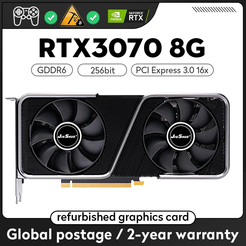 Scheda Grafica Jieshuo Rtx 3070 8G Gddr6 256Bit 6 + 6Pin Gpu Nvidia Computer Pci Express X16 4.0 Scheda Video Da Gioco Rgb Rtx3070 8Gb