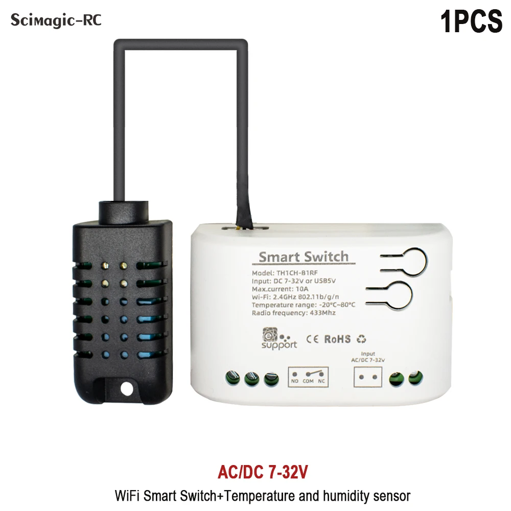 eWelink Akıllı 7-32V 85-250V Sıcaklık Nem Anahtarı Pasif Kuru Kontak Röle Termostat Monitör Sıcaklık Sensörü Alexa