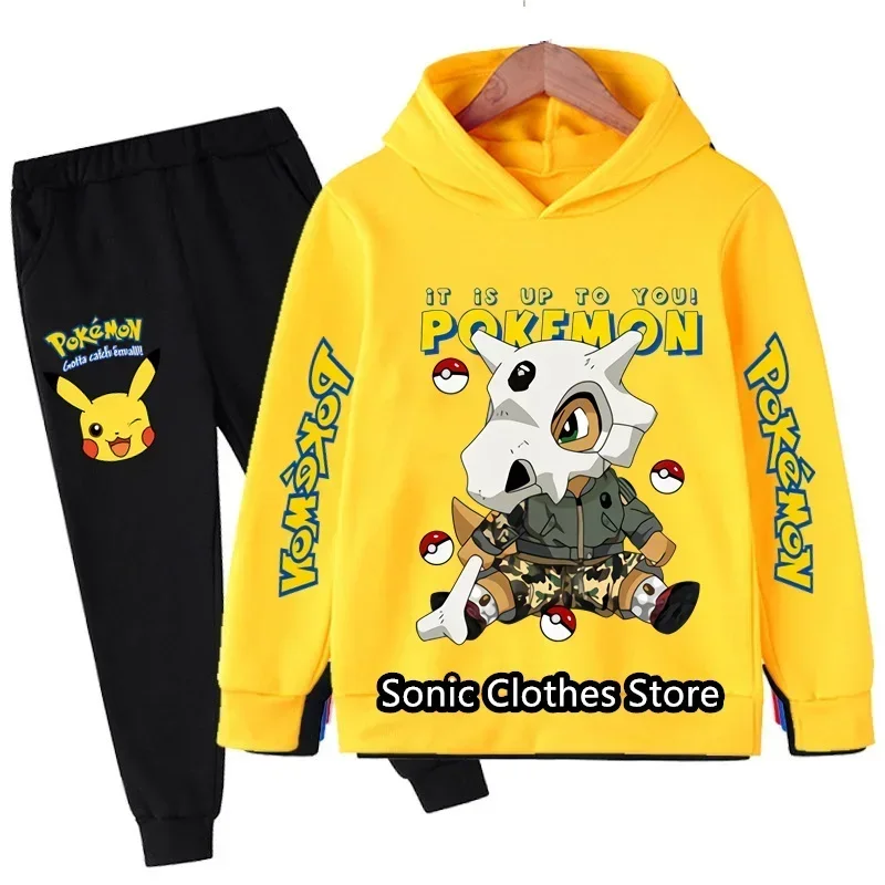 

Boys Sports Pokemon Clothes Kids Hoodies Set Autumn Fashion Pikachu Casual Long Sleeves Baby Sweatshirt+ Pants 2pcs Sets